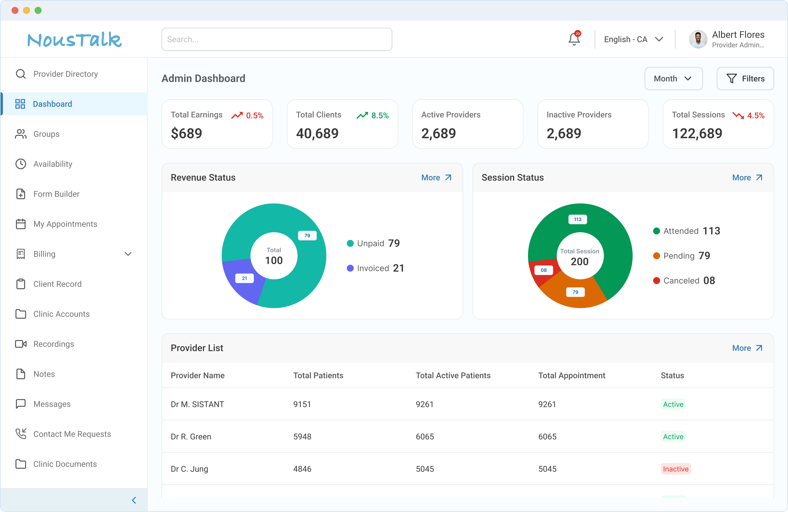 EHR NousTalk connects therapists and clients through secure digital communication.